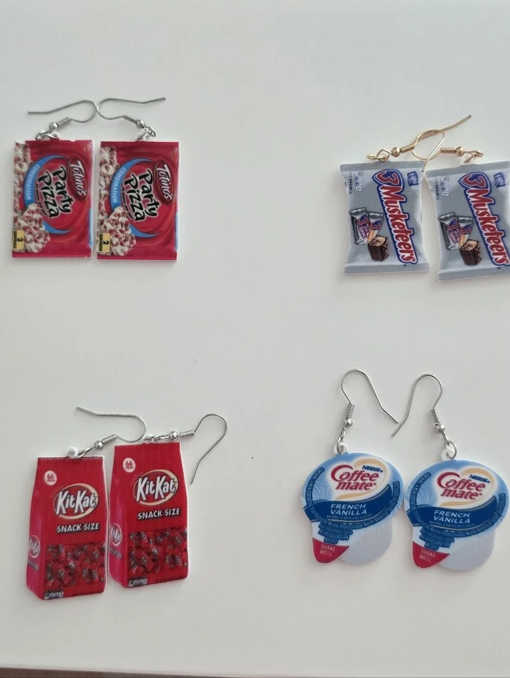 Snack Pack Earrings - KitKat, Coffee-Mate, Twix & Party Pizza Styles